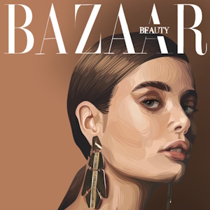 Illustrated Editorial portrait image of model for Bazaar Beauty Magazine.