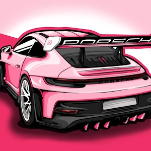 Illustrated Pink Porsche GT3 RS