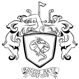 Roccos Rays mockup logo with sting ray and swimmer.